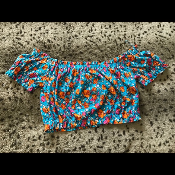 Topshop Tops - Topshop Size 8 Floral Print Gypsy Shirred Crop Top